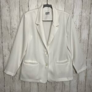 Alfred Dunner White Long Sleeve Double Breasted Shoulder Pads Blazer 14